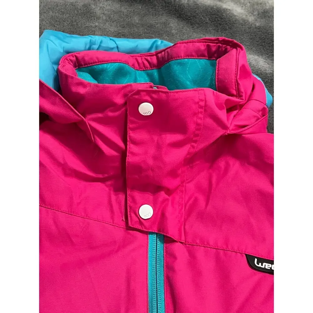 Wedze Decathlon Kids 10 yr old Ski Jacket Neon Pink Orange Waterproofof Coat